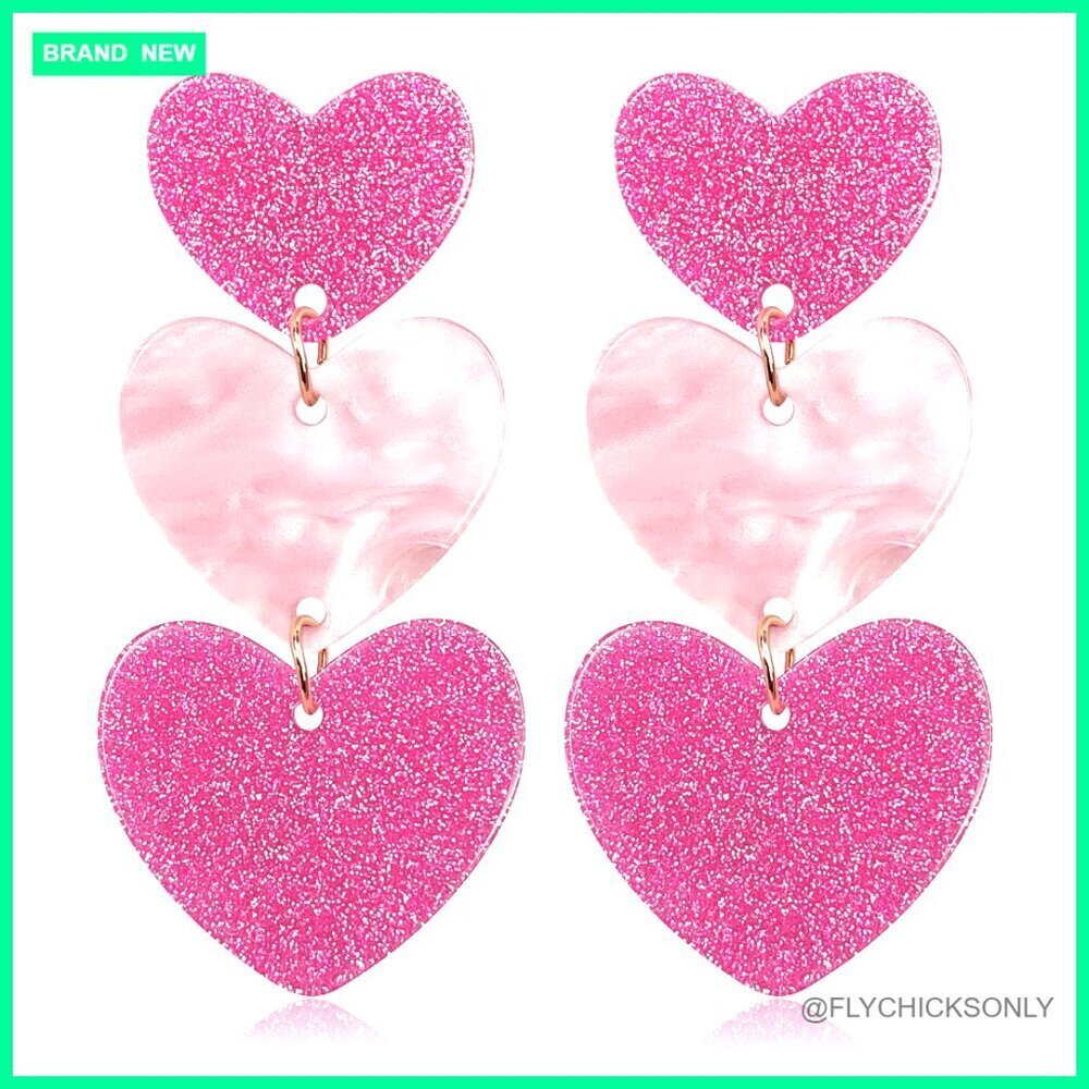 Hypoallergenic Heart Earrings, Stainless Steel Posts, Lightweight 7g